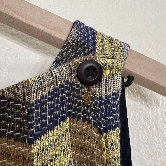 Ace & Jig Jumpsuit Metallic Jacquard Wide Leg Gold Belted Sleeveless Size L - Picture 7 of 14